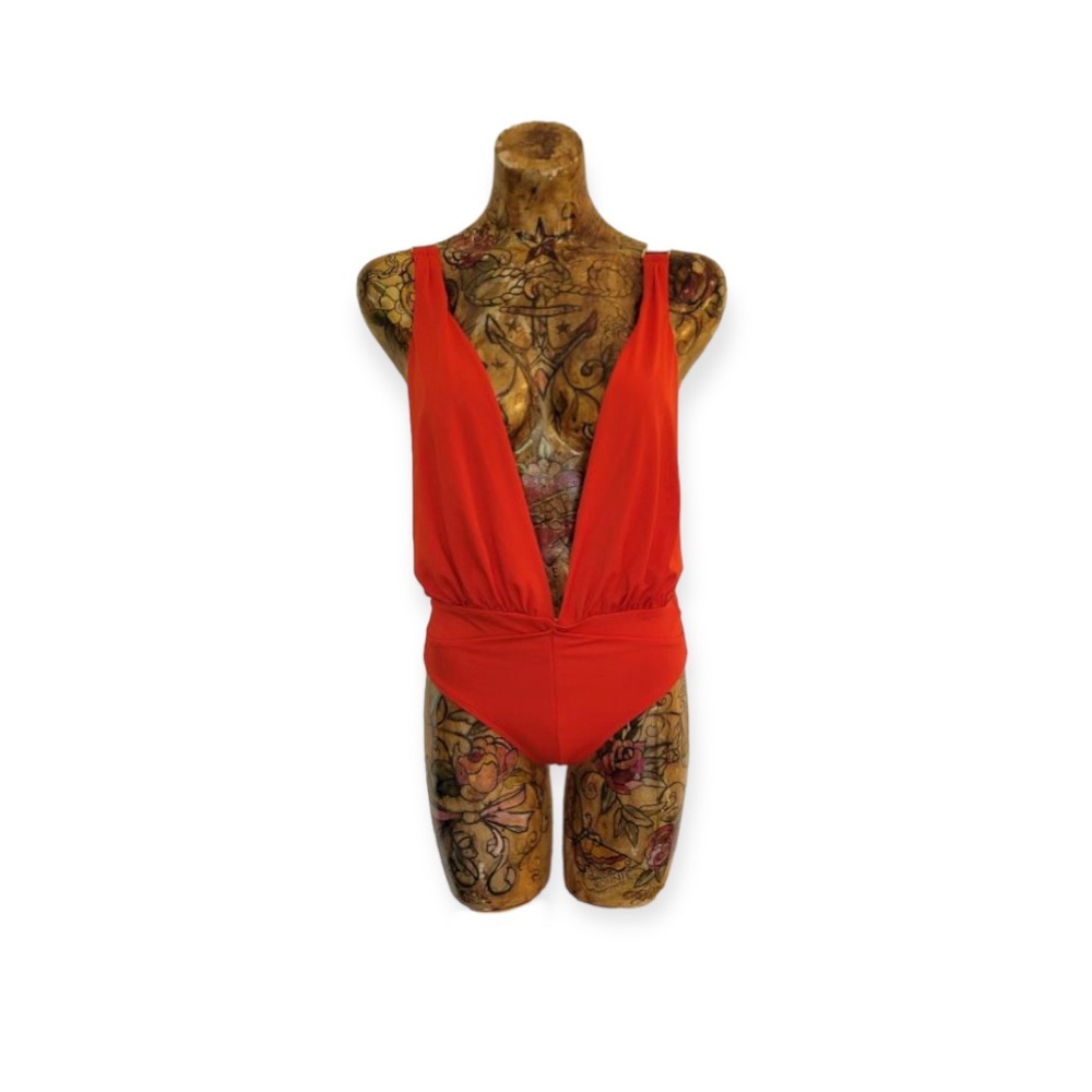 NWOT We are HAH size S, one piece plunge red swimsuit